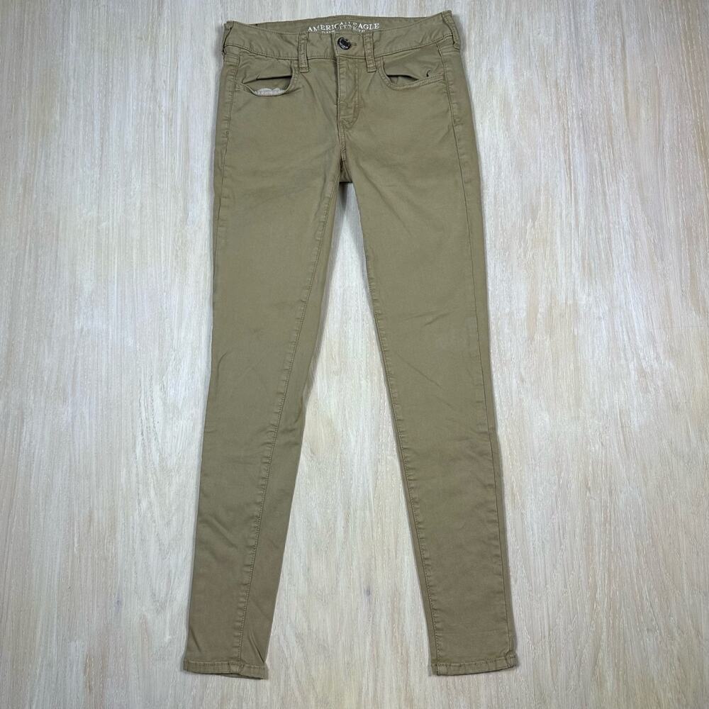 American Eagle Low Rise Super Stretch Tan Jegging Skinny Casual Everyday Jeans 2
